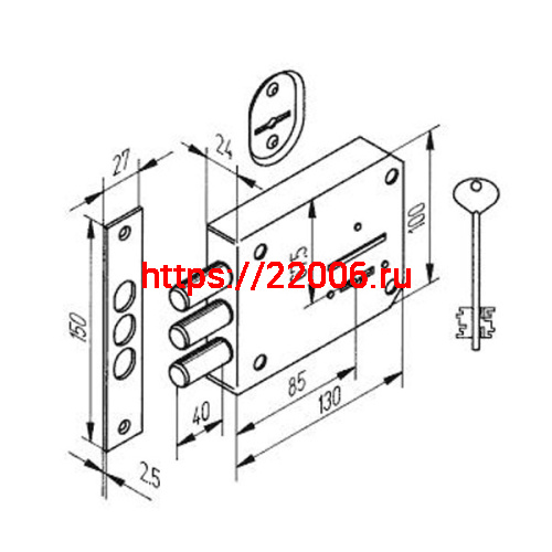 Замок kerberos (KERBEROS) накладной сувальдный 115.11.033, 3 кл. фото 2