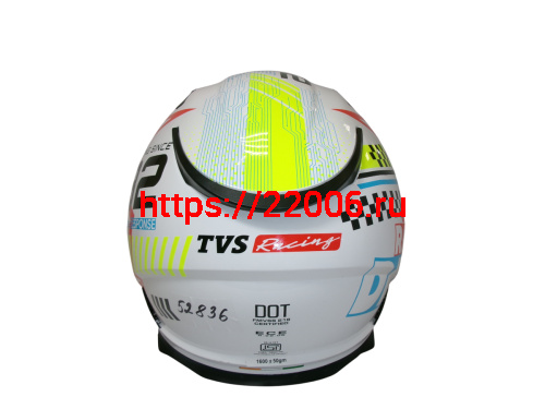 Шлем TVS RACING (Индия) STREET D/V WHITE YELLOW размер M, + пинлок в комплекте, очки фото 3