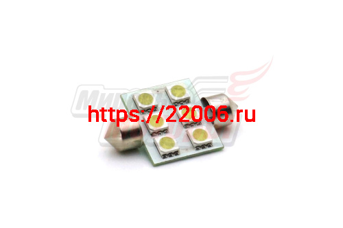Лампа 12 В T11х36, 6 светодиодов 5050SMD, двухцокольная, подсветки, белая Лампа 12 В T11х36, 6 светодиодов 5050SMD, двухцокольная, подсветки, белая