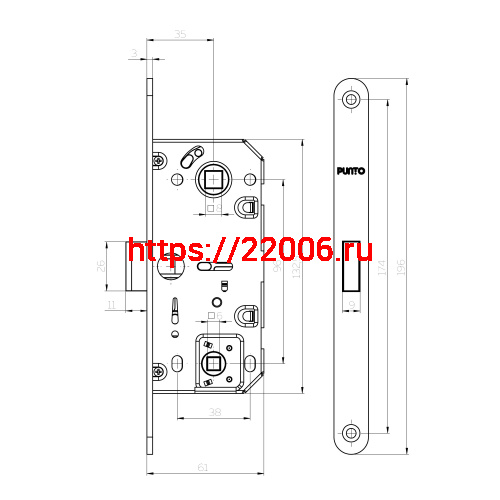 Защелка Punto (Пунто) врезная магнитная ML96WC-35/IND BL черный фото 2