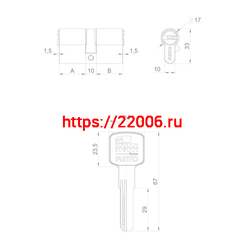Цилиндровый Punto (Пунто) механизм Z3000Key90(35+10+45) СP хром фото 3 Цилиндровый Punto (Пунто) механизм Z3000Key90(35+10+45) СP хром фото 3