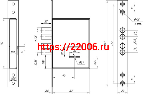 Замок Mettem (Меттэм) врезной сувальдный ЗВ8 290.0.0, 5 кл. фото 2 Замок Mettem (Меттэм) врезной сувальдный ЗВ8 290.0.0, 5 кл. фото 2