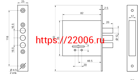 Замок Border (Бордер) врезной сувальдный ЗВ8-8У с ригелем 12 мм, 3 кл. /76314/ фото 2 Замок Border (Бордер) врезной сувальдный ЗВ8-8У с ригелем 12 мм, 3 кл. /76314/ фото 2