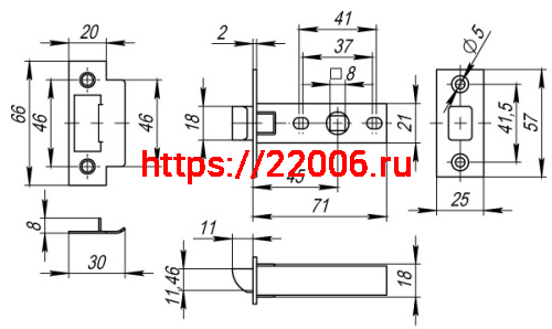 Защелка Fuaro (Фуаро) врезная PLASTP12-45-25 SG матовое золото фото 3
