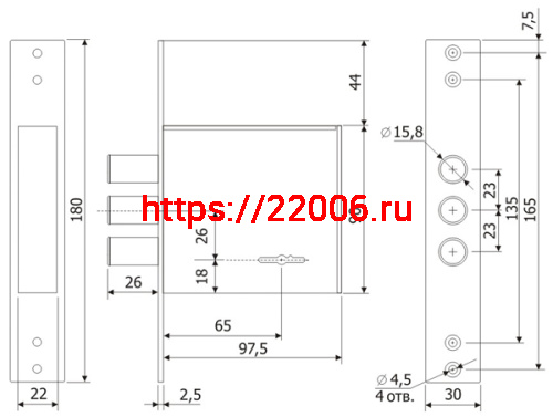 Замок Guardian (Гардиан) врезной сувальдный ЗВ 30.01, 4 кл. (длинный кл. 71,5 мм) /128:7825/ фото 2