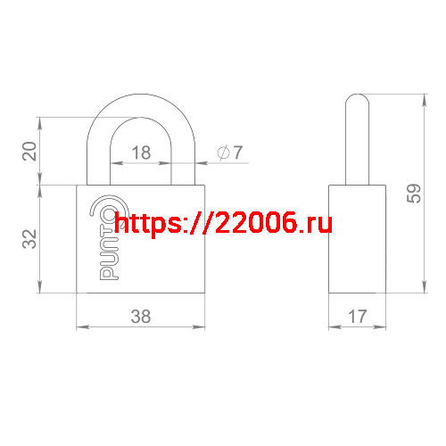 Замок Punto (Пунто) навесной PK-1540 3 key диск.ключ. фото 3