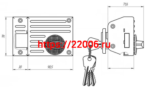 Замок Zenit (Зенит) накладной ЗН1-2.1 медь фото 2