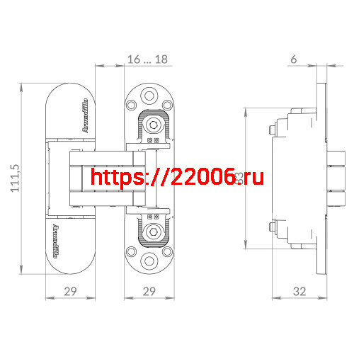 Петля Armadillo (Армадилло) скрытой установки U3D6002.TG SC мат. хром фото 5 Петля Armadillo (Армадилло) скрытой установки U3D6002.TG SC мат. хром фото 5