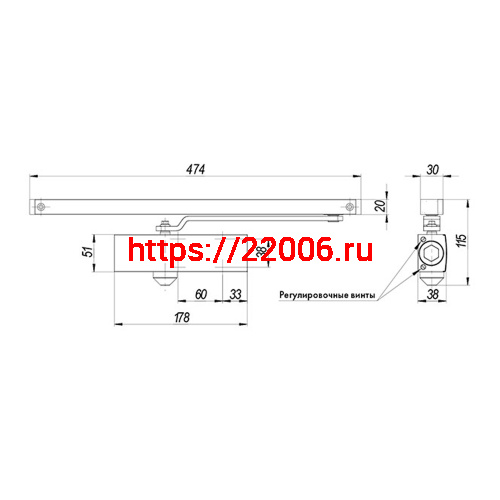 Доводчик Armadillo (Армадилло) дверной со скользящей тягой DCSLIDER45 BL (черный) фото 2 Доводчик Armadillo (Армадилло) дверной со скользящей тягой DCSLIDER45 BL (черный) фото 2