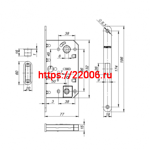 Защелка Punto (Пунто) врезная магнитная ML96WC-50/BL SSC-16 сатин.хром фото 3